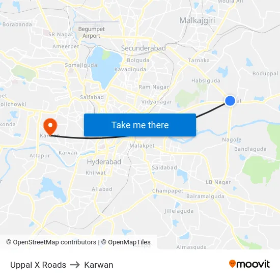 Uppal X Roads to Karwan map