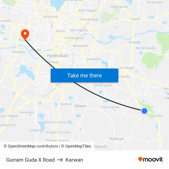 Gurram Guda X Road to Karwan map