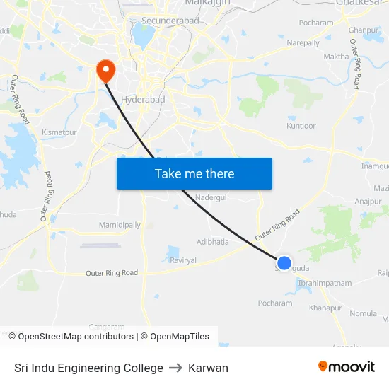 Sri Indu Engineering College to Karwan map