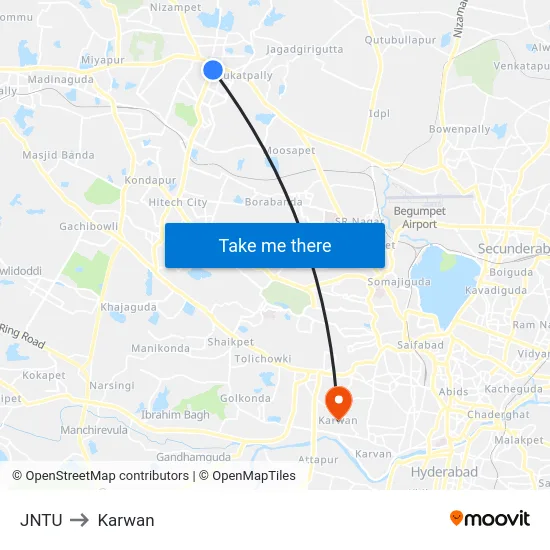 JNTU to Karwan map