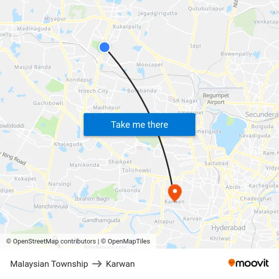 Malaysian Township to Karwan map