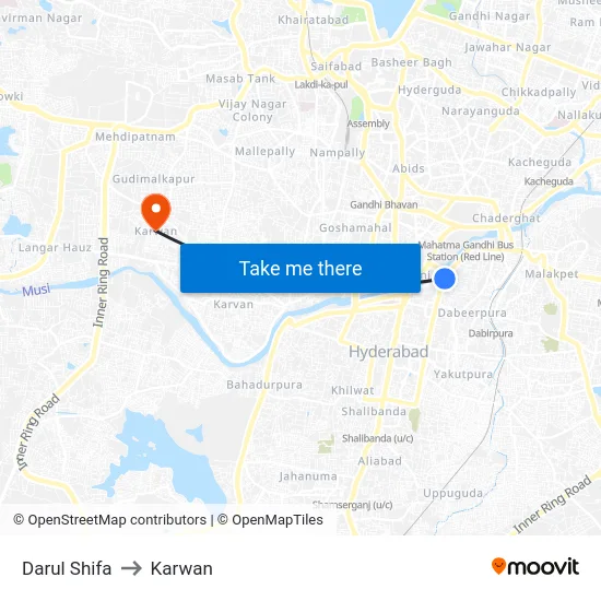 Darul Shifa to Karwan map