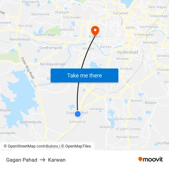 Gagan Pahad to Karwan map