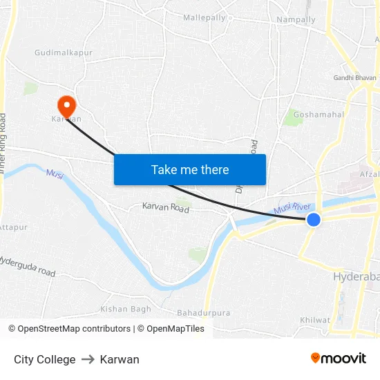 City College to Karwan map