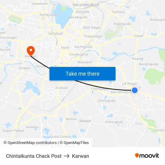 Chintalkunta Check Post to Karwan map