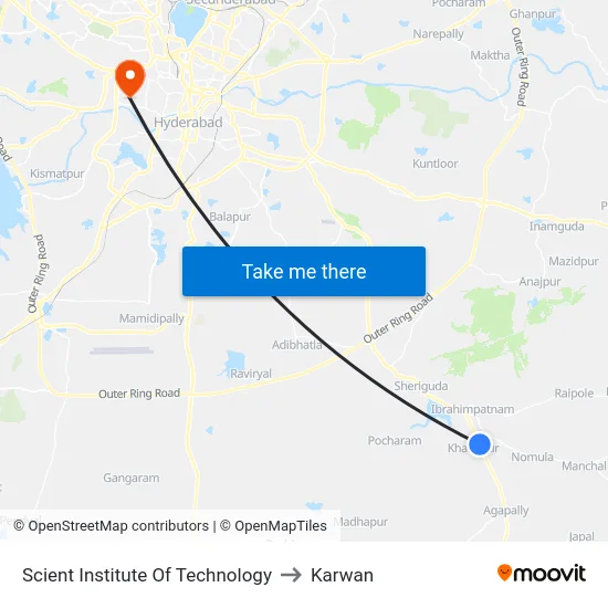 Scient Institute Of Technology to Karwan map