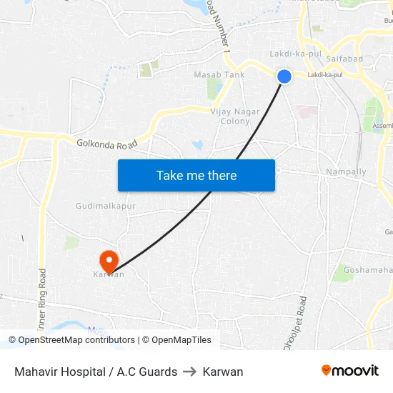 Mahavir Hospital / A.C Guards to Karwan map