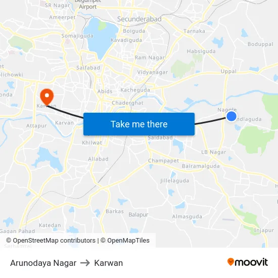 Arunodaya Nagar to Karwan map