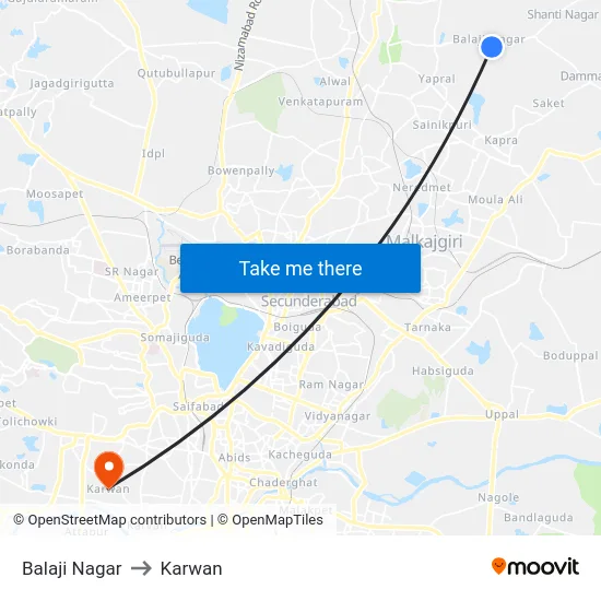 Balaji Nagar to Karwan map
