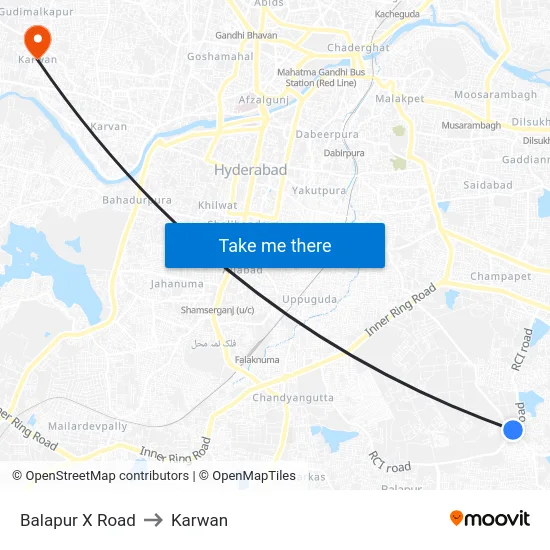 Balapur X Road to Karwan map