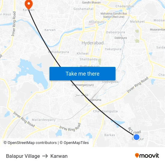 Balapur Village to Karwan map