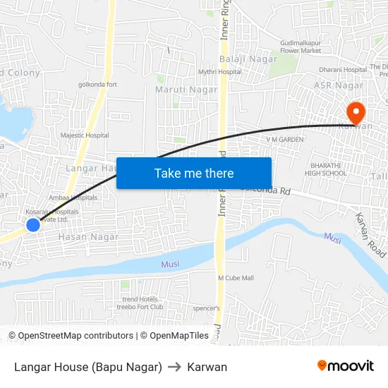 Langar House (Bapu Nagar) to Karwan map