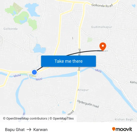 Bapu Ghat to Karwan map