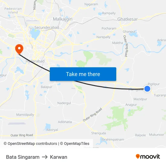 Bata Singaram to Karwan map