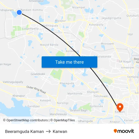 Beeramguda Kaman to Karwan map
