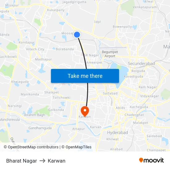 Bharat Nagar to Karwan map
