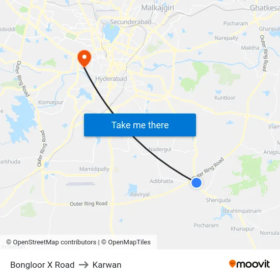 Bongloor X Road to Karwan map