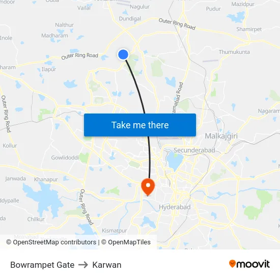 Bowrampet Gate to Karwan map