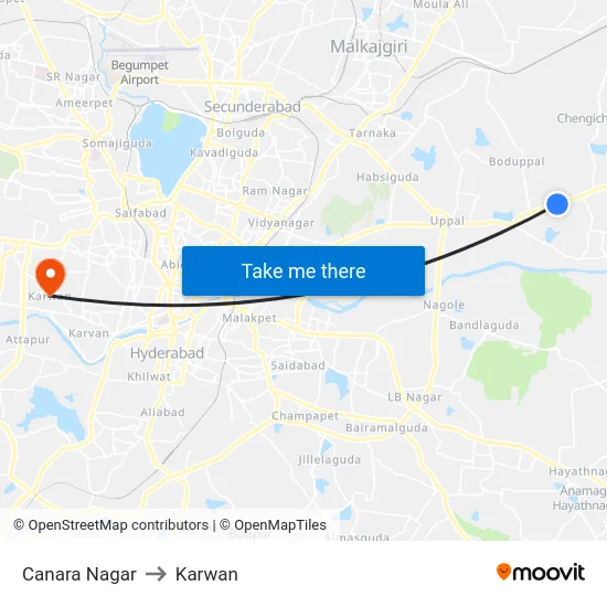 Canara Nagar to Karwan map