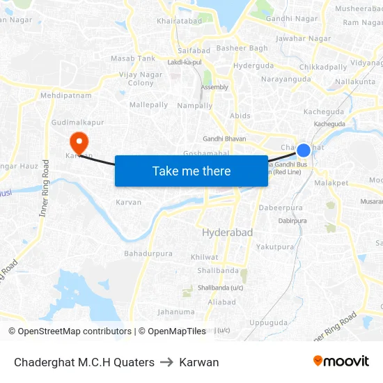Chaderghat M.C.H Quaters to Karwan map