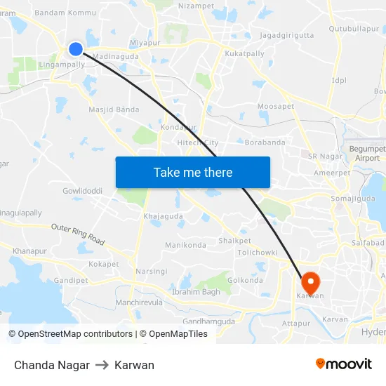 Chanda Nagar to Karwan map