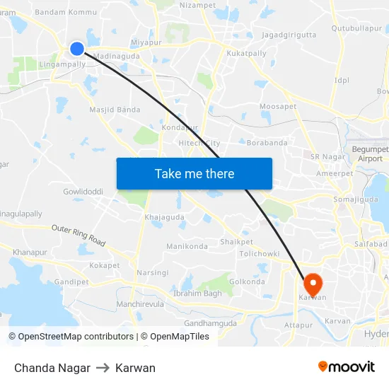Chanda Nagar to Karwan map