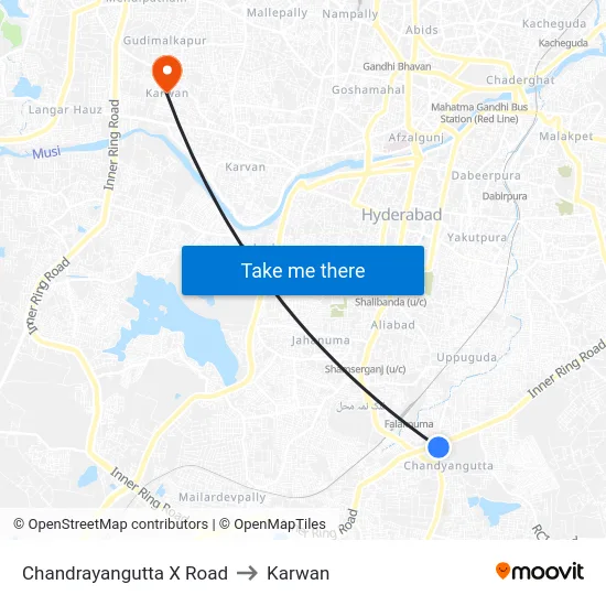 Chandrayangutta X Road to Karwan map