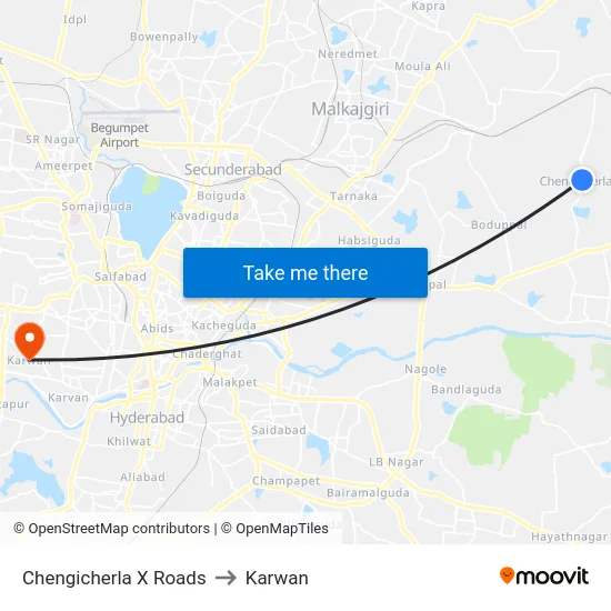 Chengicherla X Roads to Karwan map
