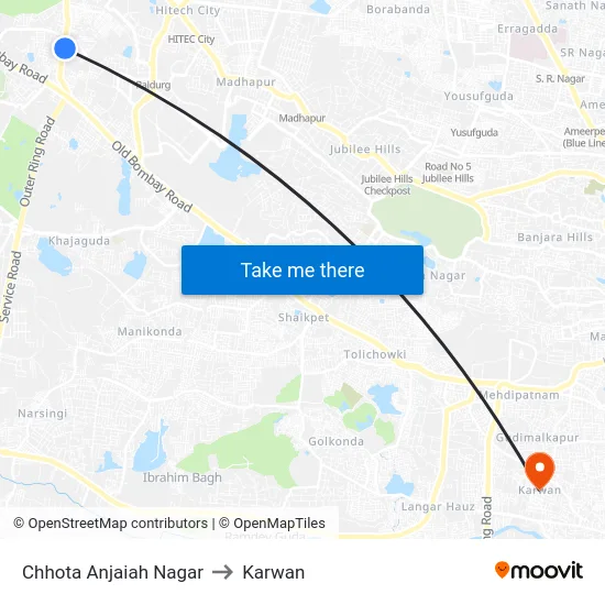 Chhota Anjaiah Nagar to Karwan map