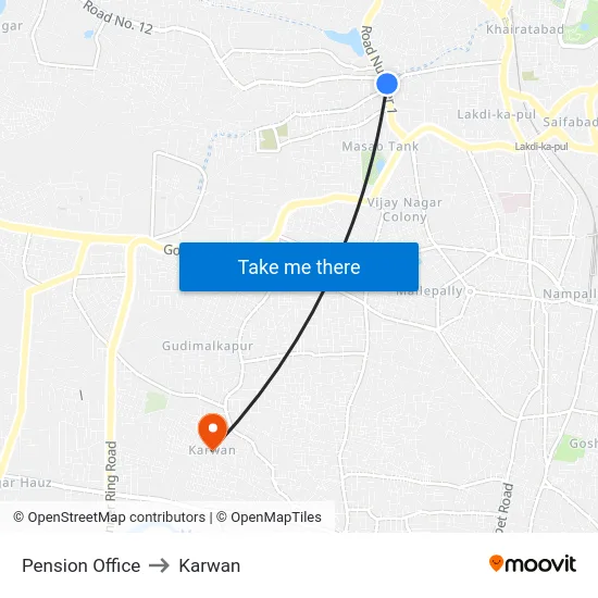 Pension Office to Karwan map