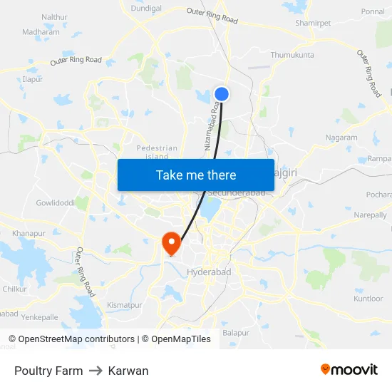 Poultry Farm to Karwan map