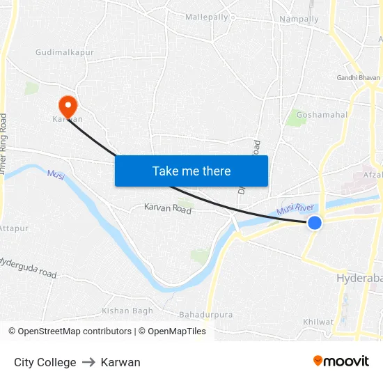 City College to Karwan map