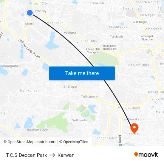 T.C.S Deccan Park to Karwan map