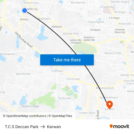 T.C.S Deccan Park to Karwan map