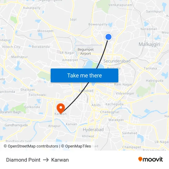 Diamond Point to Karwan map