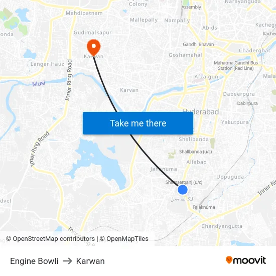 Engine Bowli to Karwan map