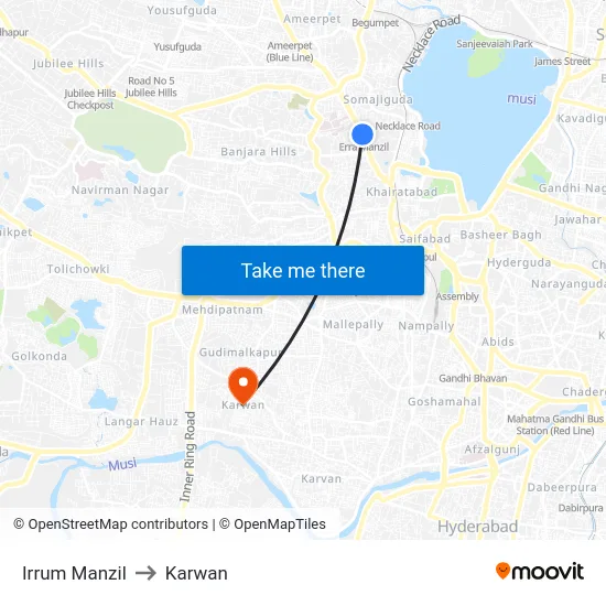 Irrum Manzil to Karwan map
