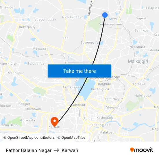 Father Balaiah Nagar to Karwan map
