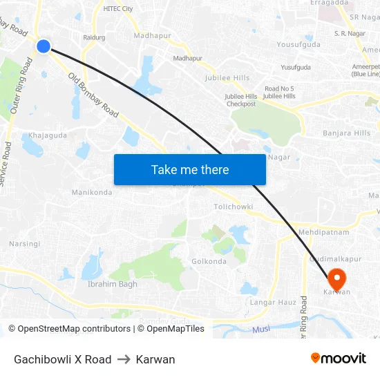 Gachibowli X Road to Karwan map