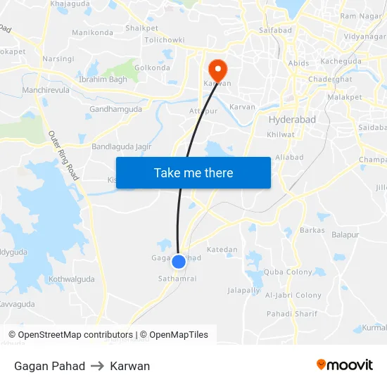 Gagan Pahad to Karwan map