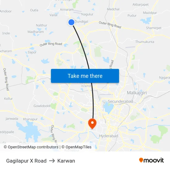 Gagilapur X Road to Karwan map