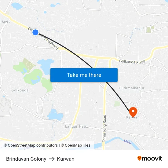 Brindavan Colony to Karwan map