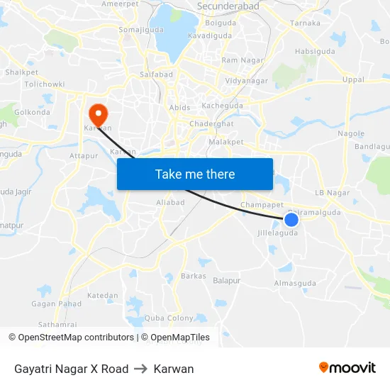 Gayatri Nagar X Road to Karwan map