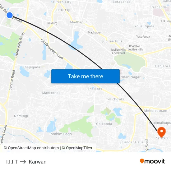 I.I.I.T to Karwan map