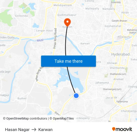 Hasan Nagar to Karwan map