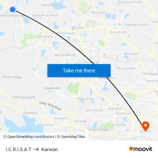 I.C.R.I.S.A.T to Karwan map
