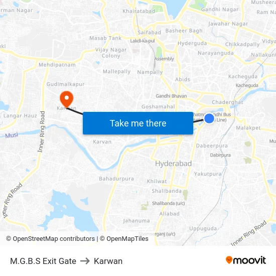 M.G.B.S Exit Gate to Karwan map
