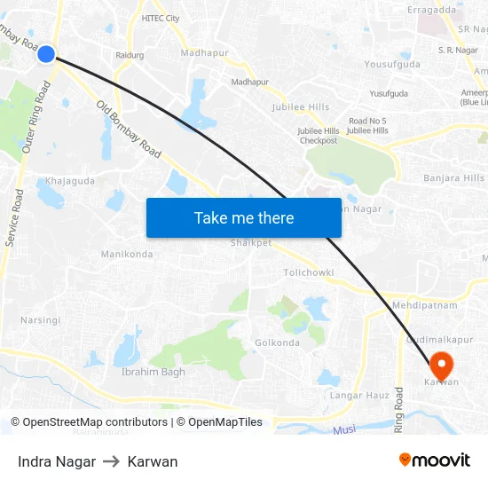 Indra Nagar to Karwan map