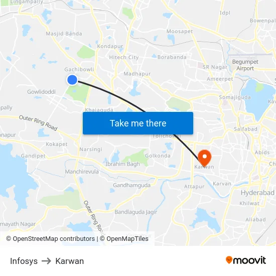 Infosys to Karwan map