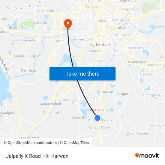 Jalpally X Road to Karwan map